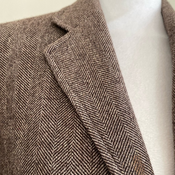 Banana Republic Factory Vintage Wool Brown Herringbone Professor Jacket sz 2 - Picture 7 of 16
